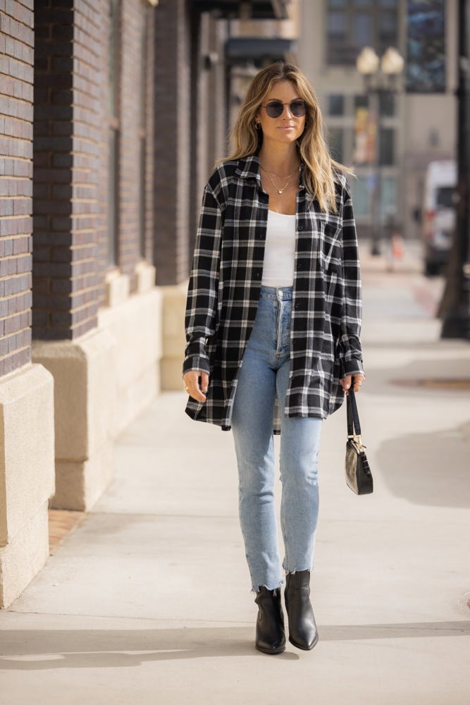 Plaid Knit Boyfriend Shirt