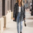 XXXL Black Plaid Knit Boyfriend Shirt