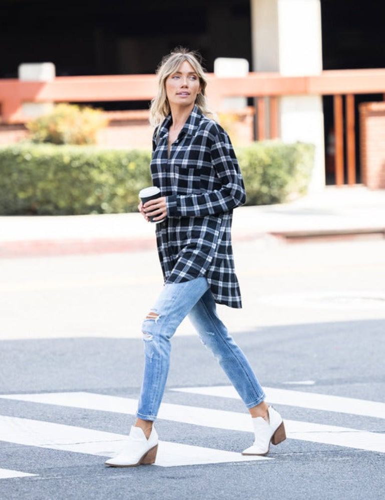 Plaid Knit Boyfriend Shirt