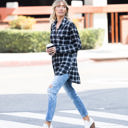 XXXXL Black Plaid Knit Boyfriend Shirt