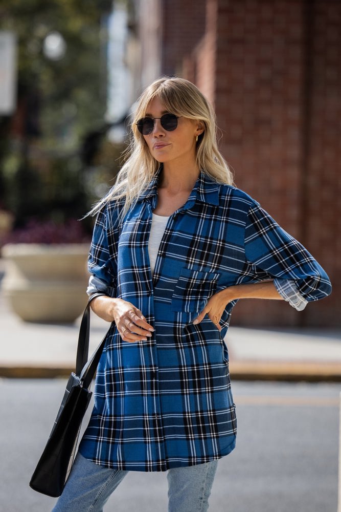 Plaid Knit Boyfriend Shirt