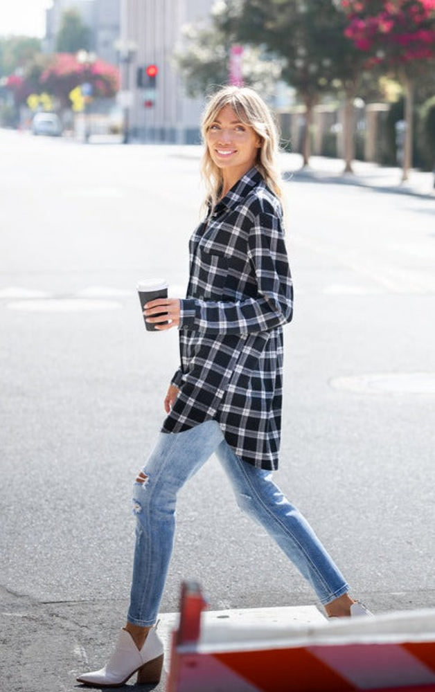 Plaid Knit Boyfriend Shirt