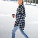 X-Small Blue Plaid Knit Boyfriend Shirt