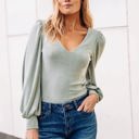 Medium Green Beverly Blouson Sleeve Top