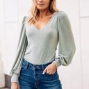 X-Small Green Beverly Blouson Sleeve Top