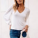 Small White Beverly Blouson Sleeve Top