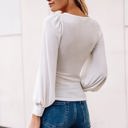 XL White Beverly Blouson Sleeve Top