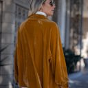 XXL MUSTARD Velvet Raglan Button Down Shirt