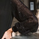 Medium Black Sequin Contrast Sleeve Top