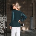 XL SEQUIN EMERALD Sequin Contrast Sleeve Top