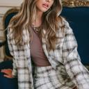 XXL TAUPE CREAM PLAID Fall For You Plaid Shacket