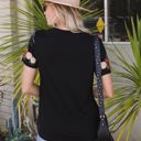 Large Black Embroidered Short Sleeve T-Shirt