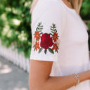 Large White Embroidered Short Sleeve T-Shirt