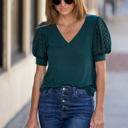 Small EMERALD Perry Sequin Puff Sleeve Top