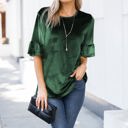 Medium EMERALD Velvet Ruffle Sleeve Top