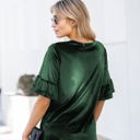 Small EMERALD Velvet Ruffle Sleeve Top