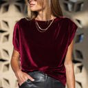 Medium VELVET WINE Velvet Rouge Ruched Shoulder Top