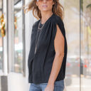 Large Black Rouge Ruched Shoulder Top