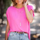 Large HOT Pink Rouge Ruched Shoulder Top