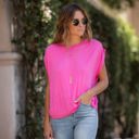 Medium HOT Pink Rouge Ruched Shoulder Top