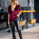 Medium VELVET BURGUNDY Santa Baby Puff Sleeve Velvet Top