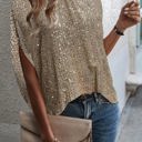 Small CHAMPAGNE Shimmer Tie Back Dolman Sleeve Blouse