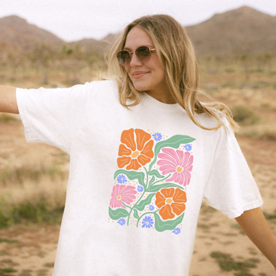 Women Flowers Bella Canvas Graphic Tee