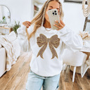  Women  Bow Fleece Graphic Sweatshirt 