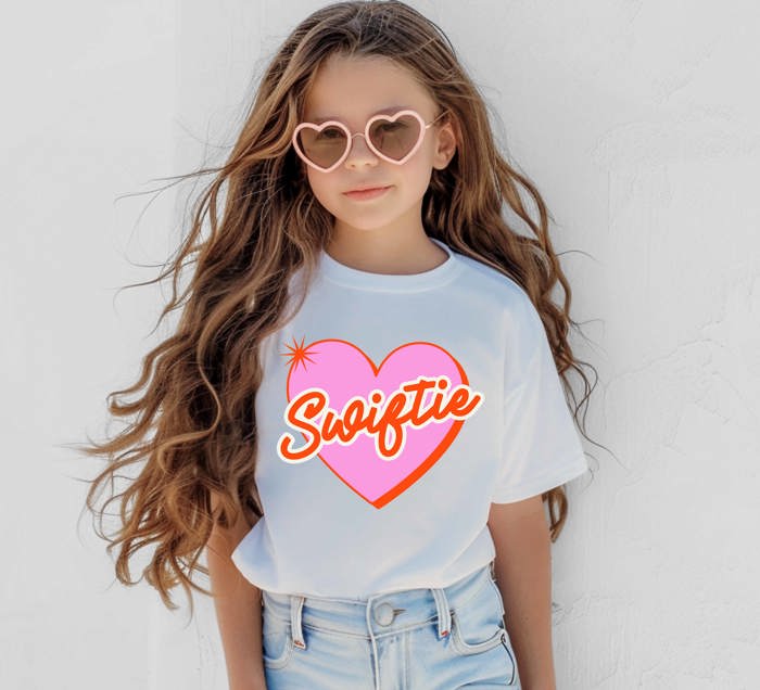 Valentines Day Swiftie Heart Kids Graphic Tee