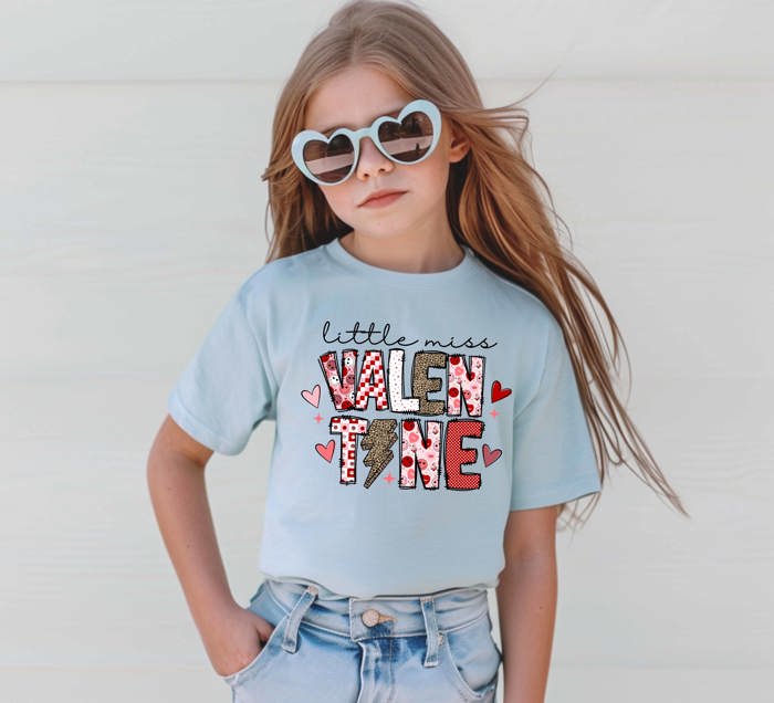 Valentines Day Little Miss Valentine Kids Graphic Tee