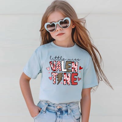 Valentines Day Little Miss Valentine Kids Graphic Tee