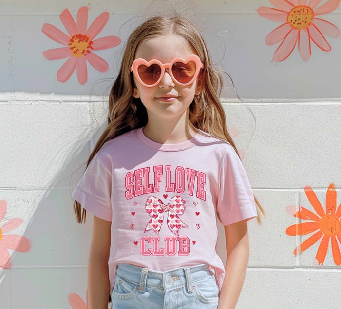 Valentines Day Self Love Club Kids Graphic Tee