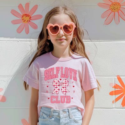 Valentines Day Self Love Club Kids Graphic Tee