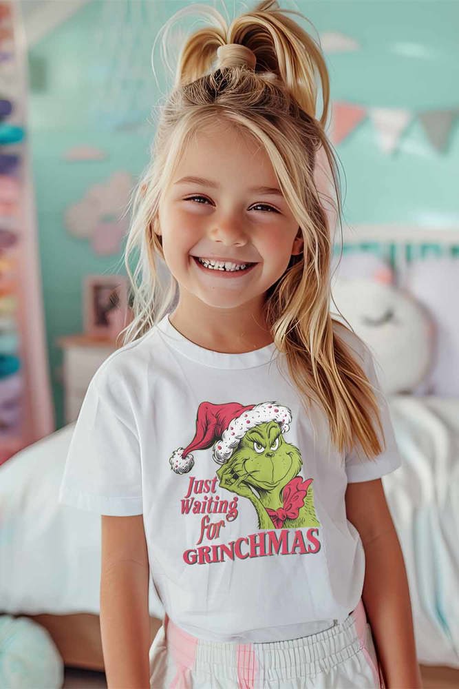 Kids Just Waiting for Grinchmas Graphic Tee or Crew