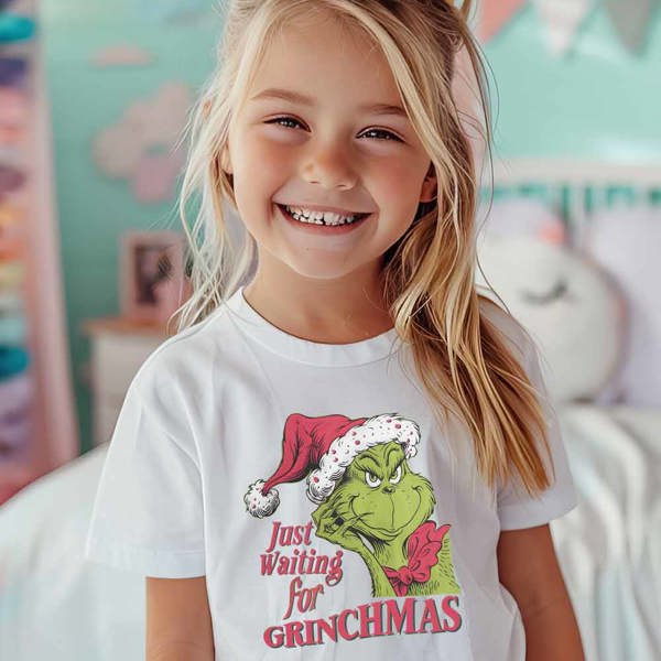 Kids Just Waiting for Grinchmas Graphic Tee or Crew