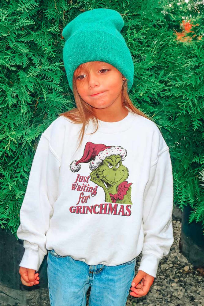 Kids Just Waiting for Grinchmas Graphic Tee or Crew