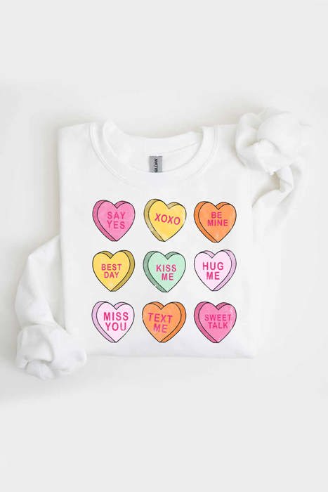 Valentines Day Candy Women Fleece Graphic Sweatshirt 