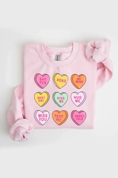 Valentines Day Candy Women Fleece Graphic Sweatshirt 