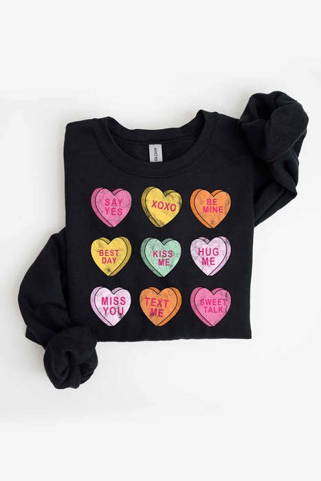 Valentines Day Candy Women Fleece Graphic Sweatshirt 