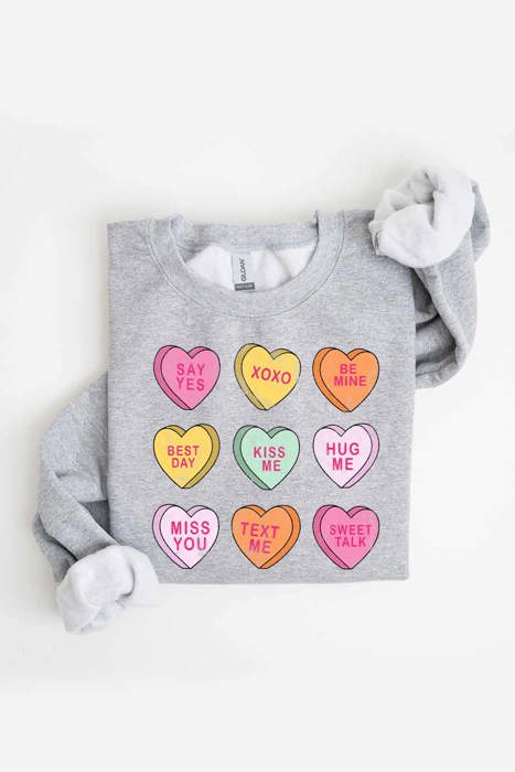 Valentines Day Candy Women Fleece Graphic Sweatshirt 