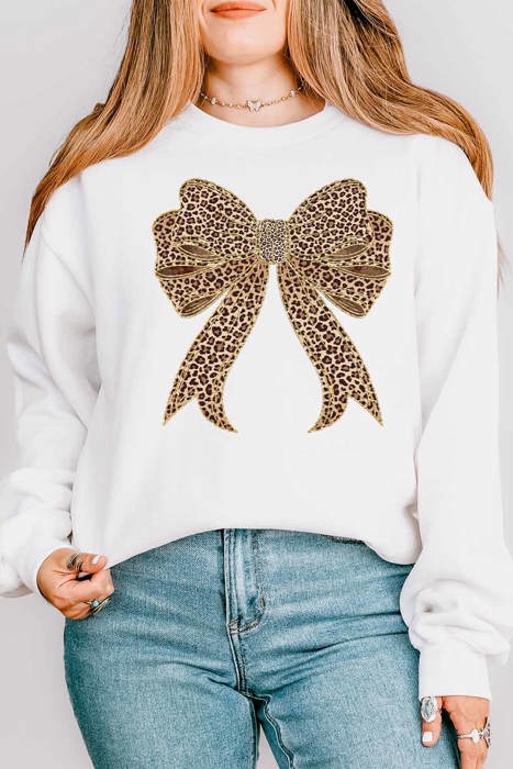 Women  Bow Fleece Graphic Sweatshirt 