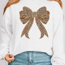  Women  Bow Fleece Graphic Sweatshirt 