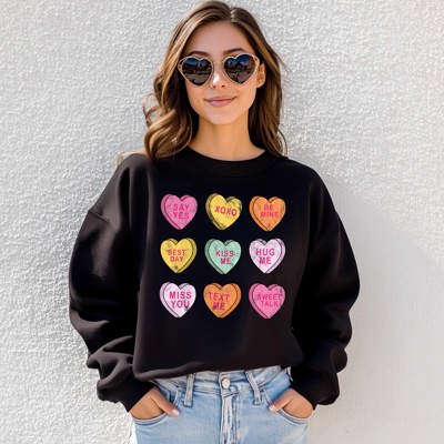 Valentines Day Candy Women Fleece Graphic Sweatshirt 