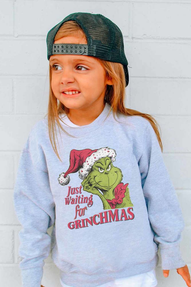 Kids Just Waiting for Grinchmas Graphic Tee or Crew