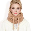  Women's Faux Fur Lined Knit Hooded Scarf with Adjustable Drawstring and Full Coverage for Winter Warmth