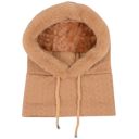  Women's Faux Fur Lined Knit Hooded Scarf with Adjustable Drawstring and Full Coverage for Winter Warmth