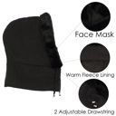 Black Women's Faux Fur Lined Knit Hooded Scarf with Adjustable Drawstring and Full Coverage for Winter Warmth