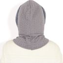 Gray Women's Faux Fur Lined Knit Hooded Scarf with Adjustable Drawstring and Full Coverage for Winter Warmth