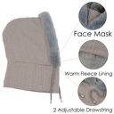 Gray Women's Faux Fur Lined Knit Hooded Scarf with Adjustable Drawstring and Full Coverage for Winter Warmth