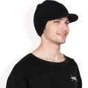 Black Men's Ribbed Knit Baseball Cap with Ear Flap Coverage for Winter Warmth and Style